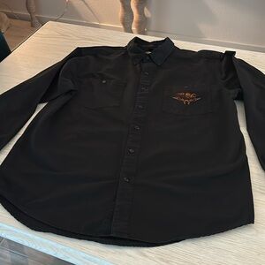 Harley-Davidson 100% Cotton Embroidered Button Front Ling Sleeve Shirt Tall XL
